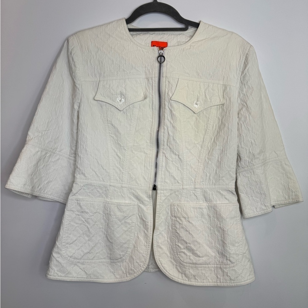 Bazar par Christian Lacroix White Y2K quilted texture o-ring Blazer